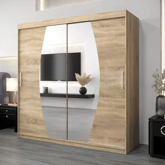 Eden Mirrored Wardrobe with Sliding Doors - Sonoma Oak
