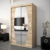 Eden Mirrored Wardrobe with Sliding Doors - Sonoma Oak