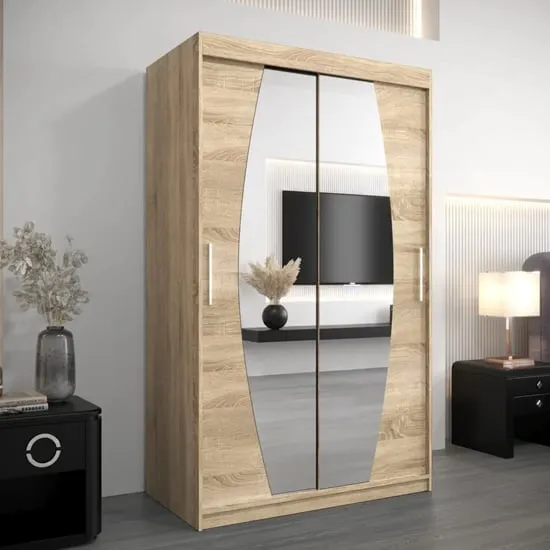 Eden Mirrored Wardrobe with Sliding Doors - Sonoma Oak