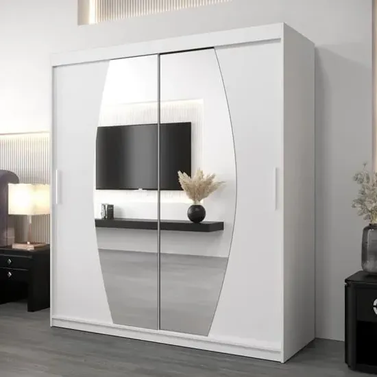 Eden Mirrored Wardrobe with Sliding Doors - White