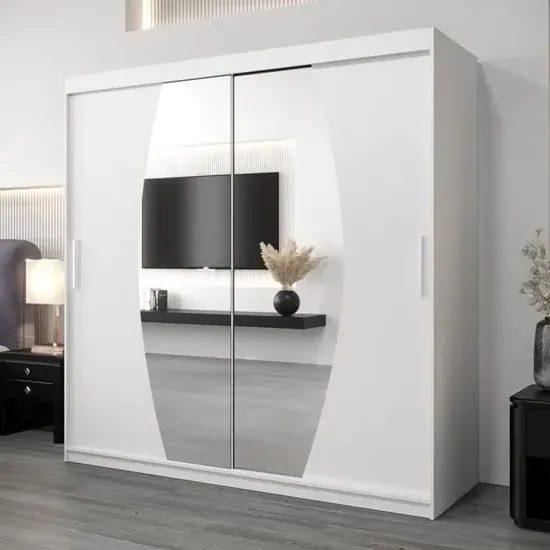 Eden Mirrored Wardrobe with Sliding Doors - White