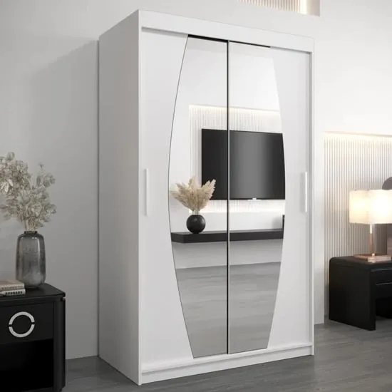 Eden Mirrored Wardrobe with Sliding Doors - White