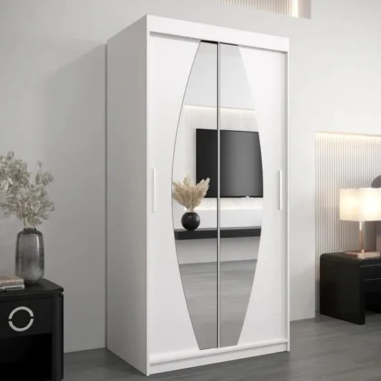 Eden Mirrored Wardrobe with Sliding Doors - White
