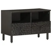 Eden TV Stand with 2 Shelves - Black, Mango Wood alternate view