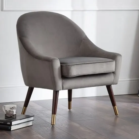 Edena Velvet Armchair - Grey