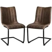 Edenton Dining Chairs Pair - Brown, Faux Leather