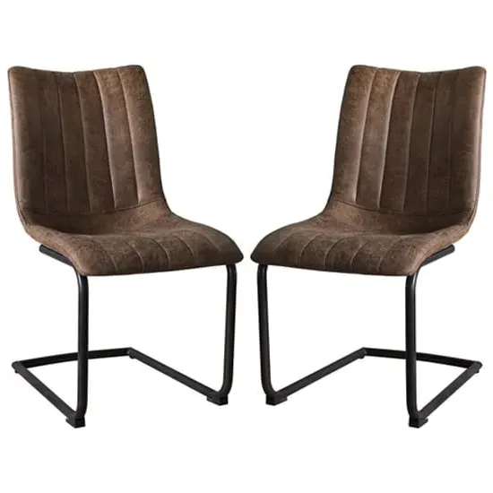 Edenton Dining Chairs Pair - Brown, Faux Leather image