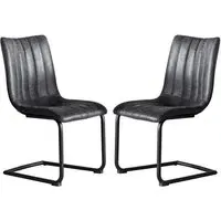 Edenton Dining Chairs Pair - Grey, Faux Leather