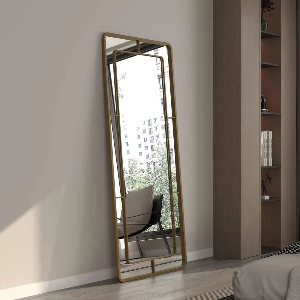 Edgea Full Length Floor Mirror - Gold, Metal product