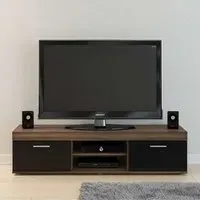 Edged TV Stand with 2 Doors - Walnut, Wood