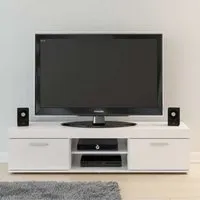 Edged TV Stand with 2 Doors - White