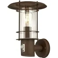 Edgeware Outdoor Wall Light with Sensor - Rust Brown