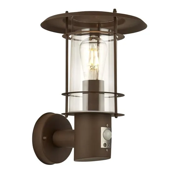 Edgeware Outdoor Wall Light with Sensor - Rust Brown image