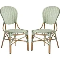 Edinburg Rattan Bar Chairs - Pastel Green, Wood