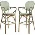 Edinburg Rattan Bar Stools - Pastel Green, Wood