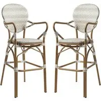 Edinburg Rattan Bar Stools with Wooden Frame - Natural