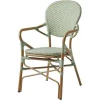 Edinburg Rattan Garden Armchair - Pastel Green, Wood