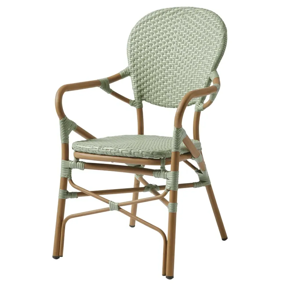 Edinburg Rattan Garden Armchair - Pastel Green, Wood image