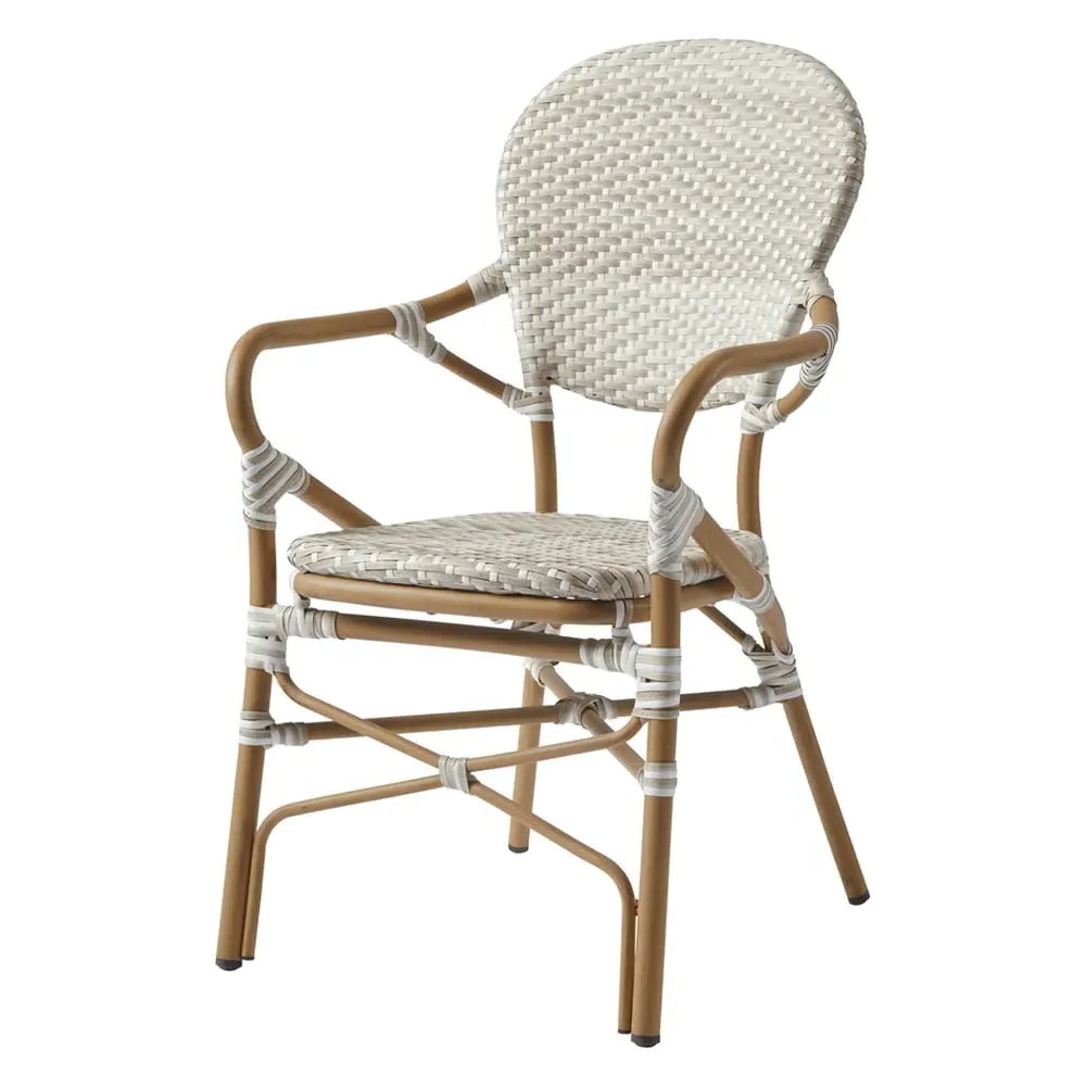 Edinburg Rattan Garden Armchair with Wooden Frame - Natural image