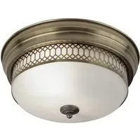 Edinburgh 2 Light Flush Ceiling Light - Antique Brass