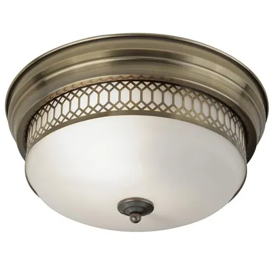 Edinburgh 2 Light Flush Ceiling Light - Antique Brass image