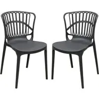 Edinburgh Stacking Garden Chairs Pair - Black, Plastic