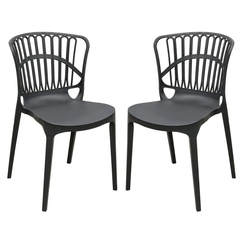 Edinburgh Stacking Garden Chairs Pair - Black, Plastic image