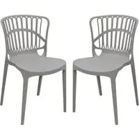 Edinburgh Stacking Garden Chairs Pair - Grey, Plastic