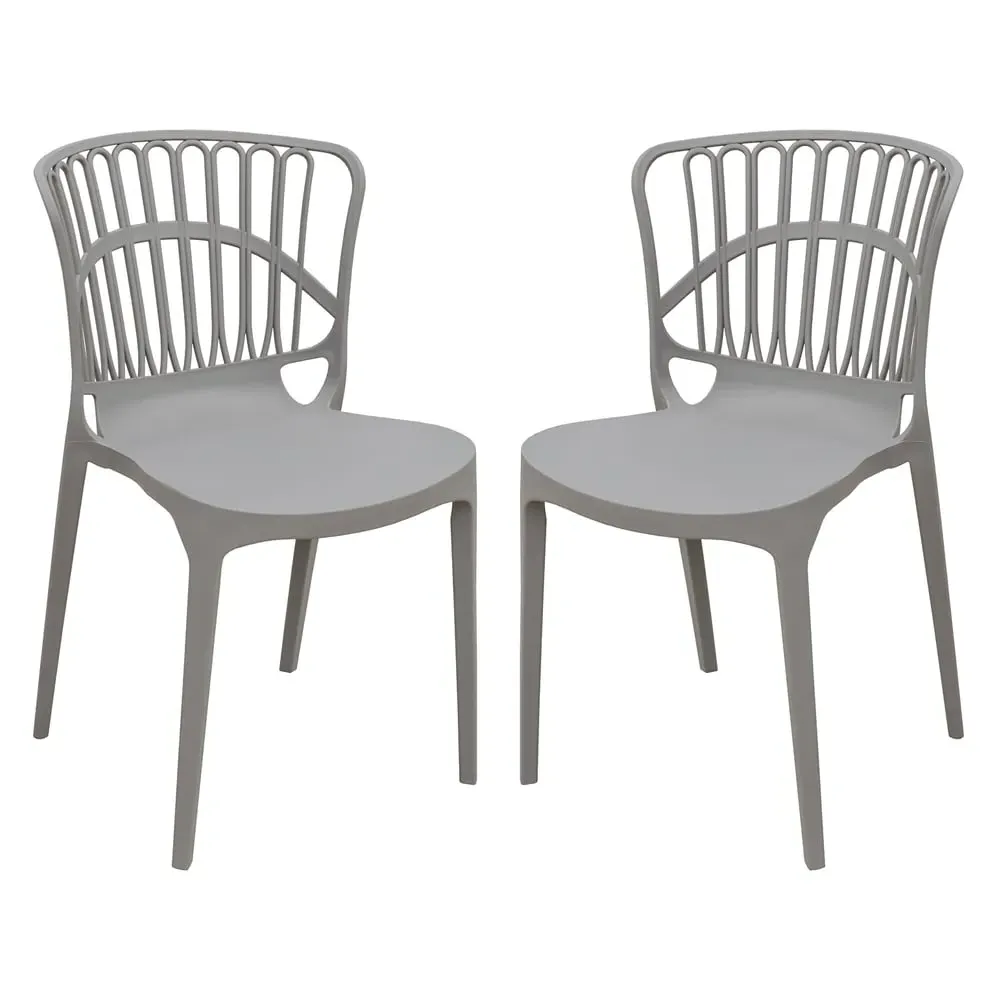 Edinburgh Stacking Garden Chairs Pair - Grey, Plastic