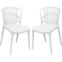 Edinburgh Stacking Garden Chairs Pair - White, Plastic