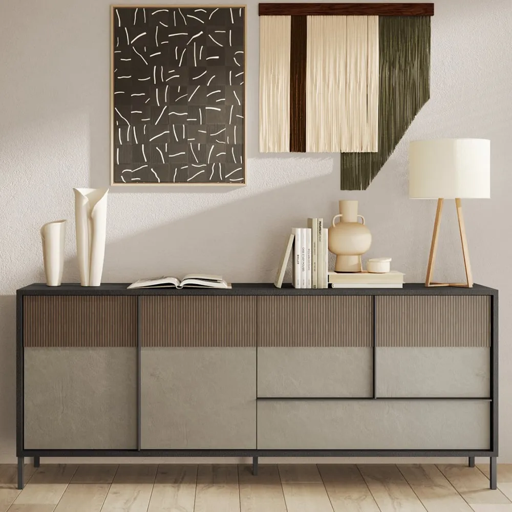 Edison 4-Door Sideboard with Drawer - Lava Mercure Oak