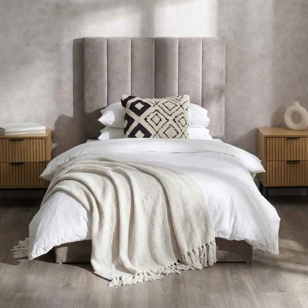 Edison Single Bed Frame - Sahara, Chenille Fabric product