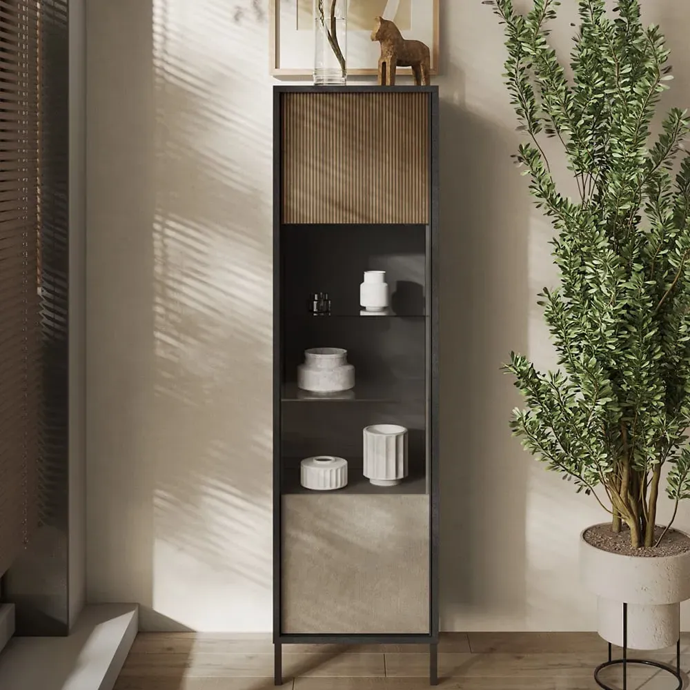 Edison Display Cabinet with 1 Door - Lava Mercure Oak