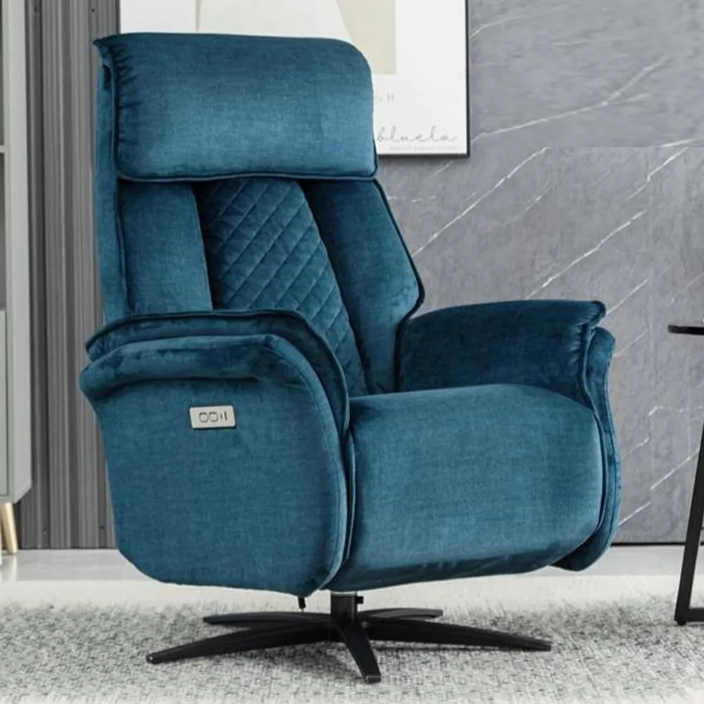 Edison Electric Recliner Chair - Blue, Fabric