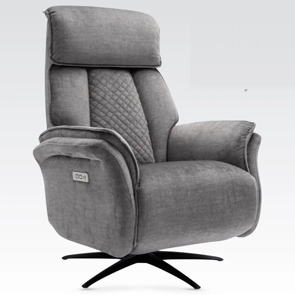 Edison Electric Recliner Chair - Grey, Fabric