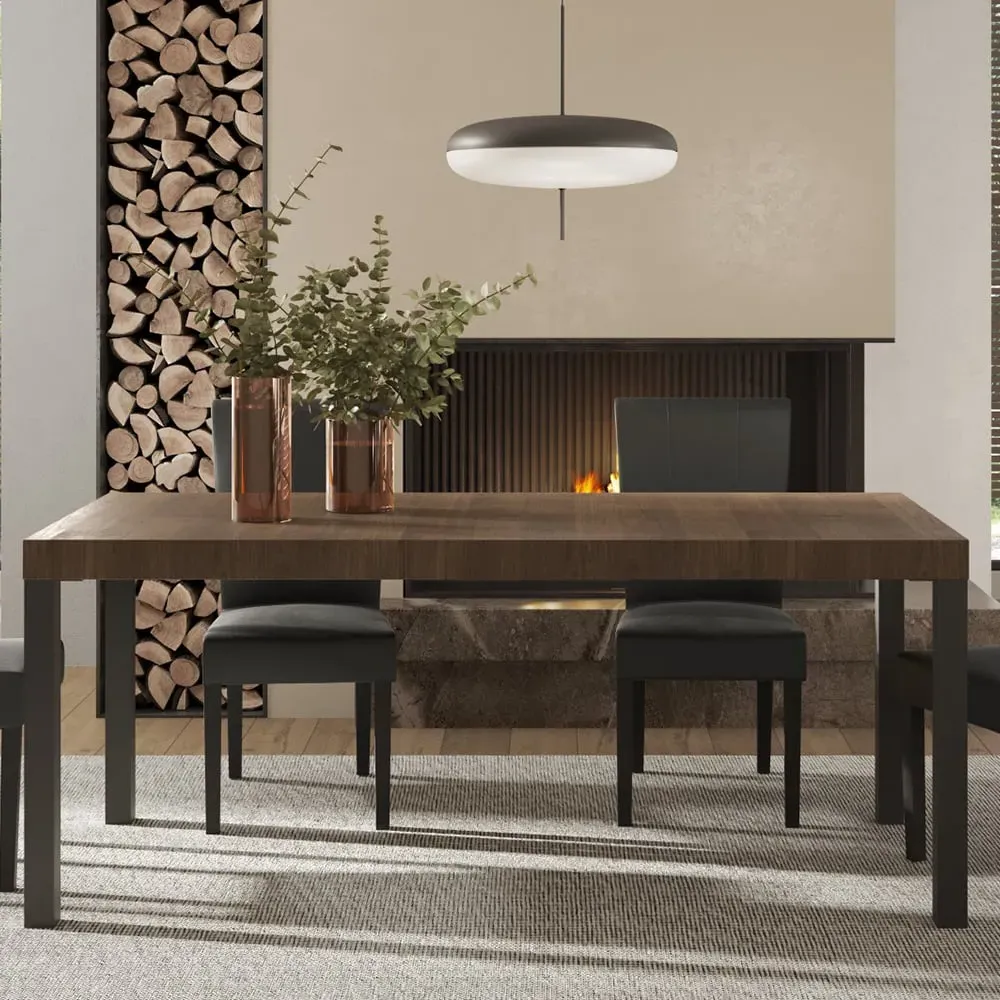 Edison Large Dining Table with Metal Legs - Mercure Oak