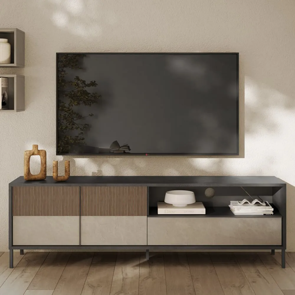 Edison Large TV Stand with 2 Doors 1 Drawer - Lava Mercure Oak