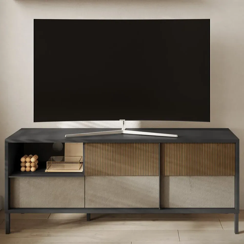 Edison Small TV Stand with 2 Doors 1 Drawer - Lava Mercure Oak