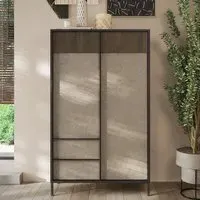 Edison Wooden Highboard with 2 Doors 2 Drawers - Lava Mercure Oak