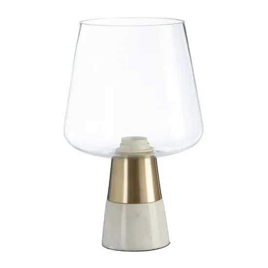 Edisot Glass Shade Table Lamp - White, Marble
