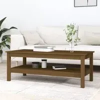 Edita Coffee Table with Undershelf - Brown, Pine Wood