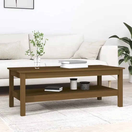 Edita Coffee Table with Undershelf - Brown, Pine Wood