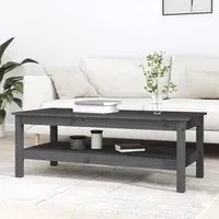 Edita Coffee Table with Undershelf - Grey, Pine Wood