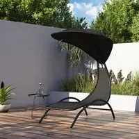 Ediva Steel Sun Lounger with Canopy - Black
