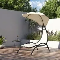 Ediva Steel Sun Lounger with Canopy - Cream