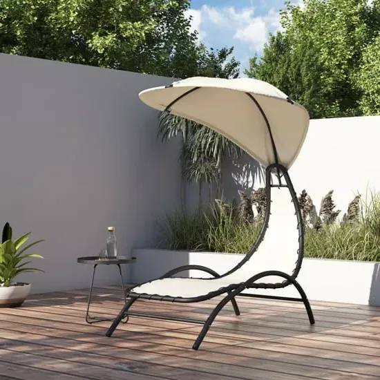 Ediva Steel Sun Lounger with Canopy - Cream