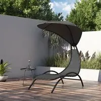 Ediva Steel Sun Lounger with Canopy - Grey
