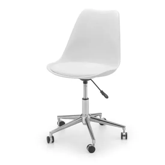 Edolie PU Office Chair - White, Chrome image