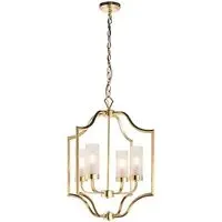 Edrea 4 Lights Ceiling Pendant Light - Satin Brass, Glass