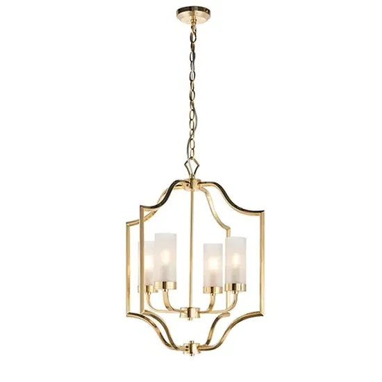 Edrea 4 Lights Ceiling Pendant Light - Satin Brass, Glass